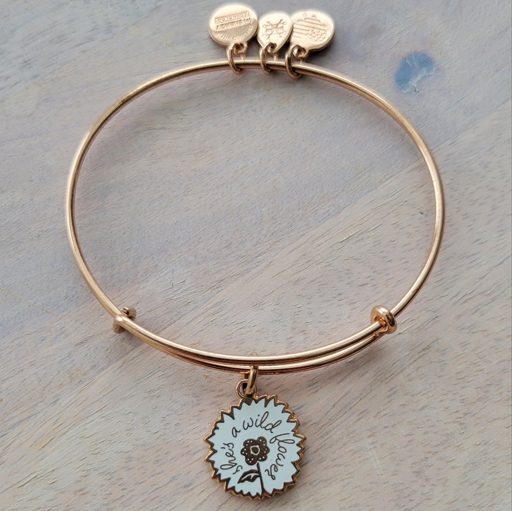 Rose Gold Alex and Ani "She's a Wildflower" Bangle